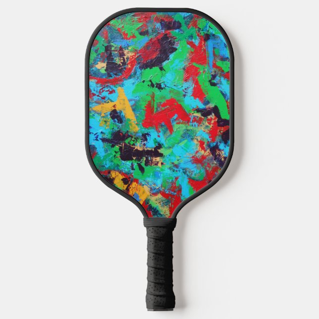 Splash-Hand Painted Abstract Brushstrokes Pickleball Paddle (Front)