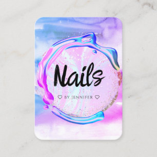 Splash Holographic Polish Elegant Modern Nails Business Card