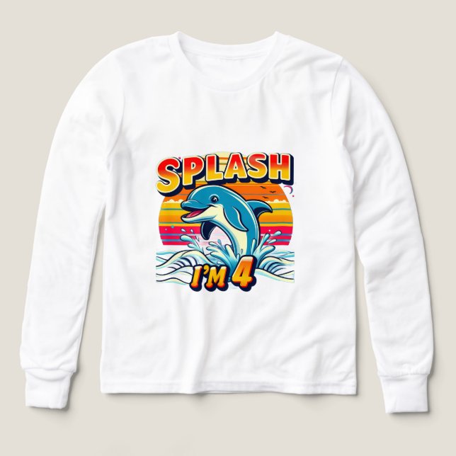 Splash I’m 4 – Cute Dolphin 4th Birthday Design (Design Front)