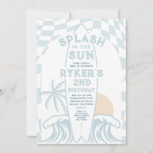 Splash In The Sun Modern Surf Surfboard Birthday  Invitation