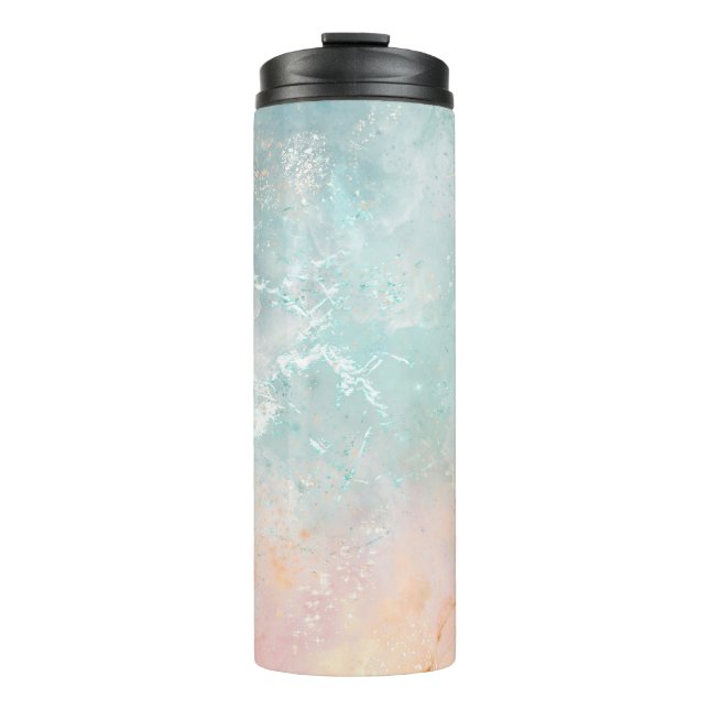 Splash Ink Watercolor Background, pastel colourful Thermal Tumbler (Front)