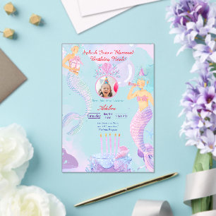 Splash Into a Mermaid Birthday Bash! Acrylic Invitations