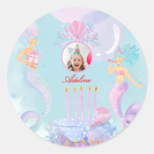 Splash Into a Mermaid Birthday Bash! Classic Round Sticker