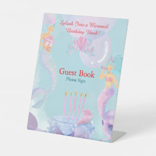 Splash Into a Mermaid Birthday Bash! Guest Book Pedestal Sign