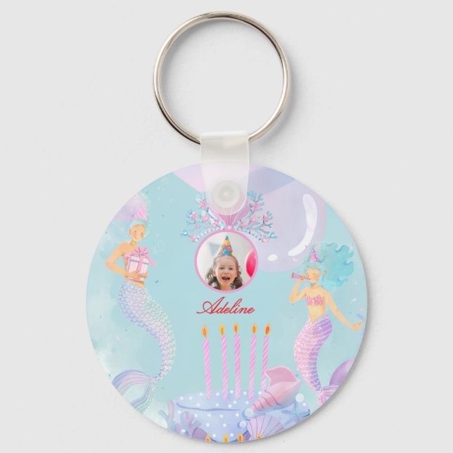 Splash Into a Mermaid Birthday Bash! Key Ring (Front)