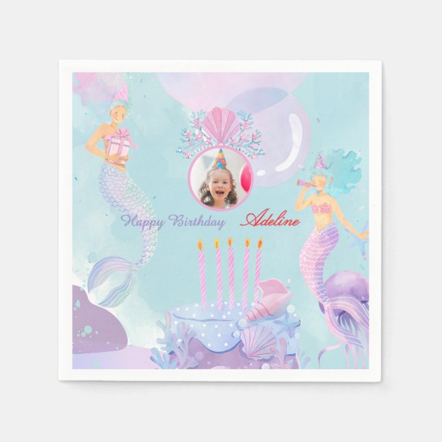 Splash Into a Mermaid Birthday Bash! Napkin (Front)