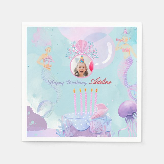 Splash Into a Mermaid Birthday Bash! Napkin (Front)