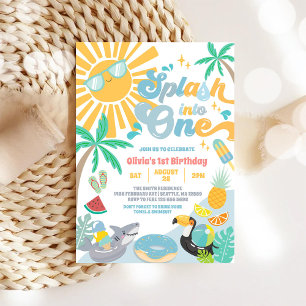 Splash Into One Summer Party 1st Birthday  Invitation