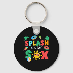Splash Into Six Birthday Summer 6th Birthday Pool Key Ring