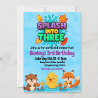 Splash Into Three Fall Water Fun birthday