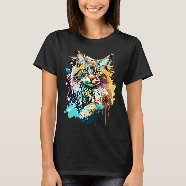 Splash Maine Coon Cat  1 T-Shirt (Front)