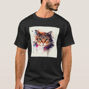 Splash Maine Kun Cat Paint Splatter Colourful Wome T-Shirt