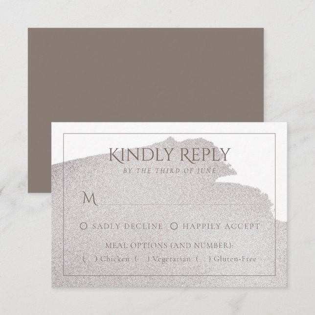 Splash of Beige | Elegant Taupe Watercolor Entree RSVP Card (Front/Back)