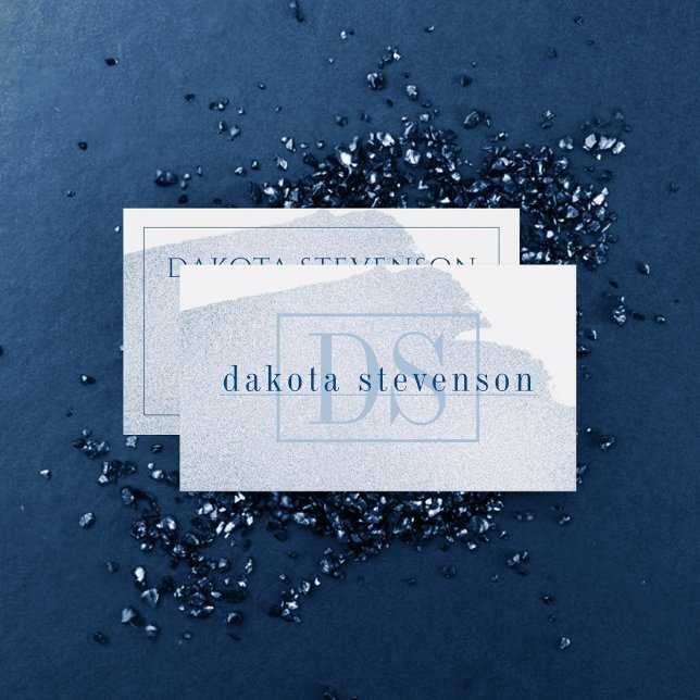 Splash of Blue | Classic Azure Watercolor Monogram Business Card (Creator Uploaded)