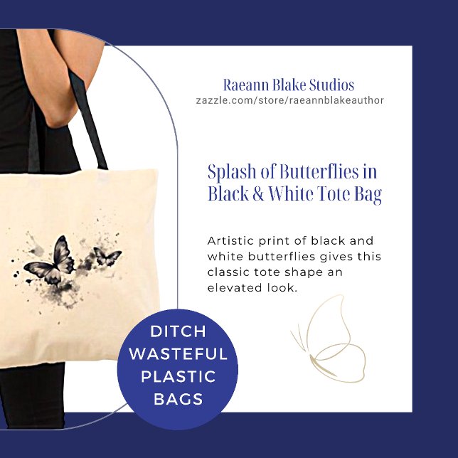 Splash of Butterflies in Black and White Tote Bag (Creator Uploaded)