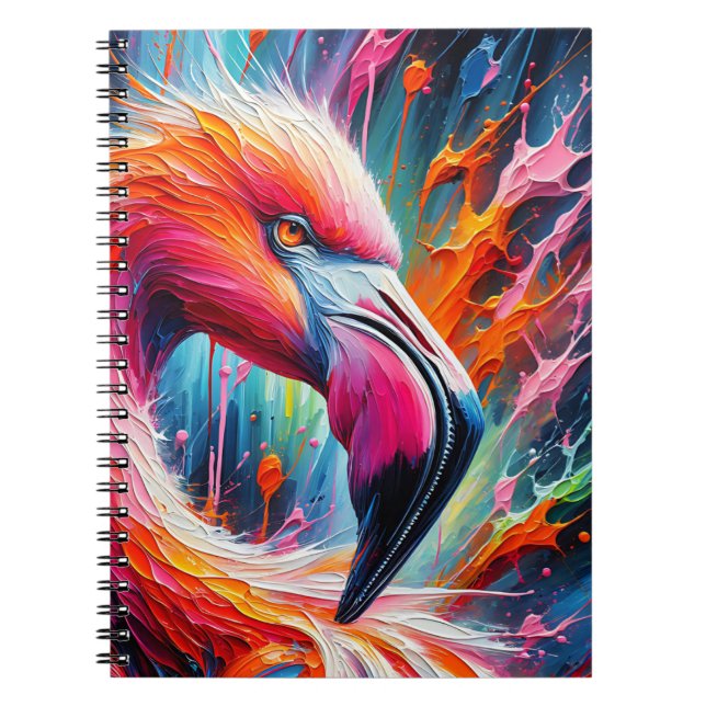 Splash of Pink – Expressive Flamingo Paint Art Notebook (Front)