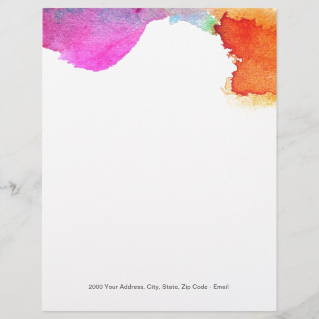 Splash of Watercolor Customised Letterhead (Front)