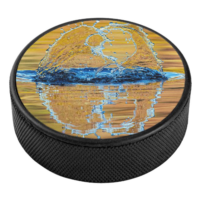 Splash on a fall evening hockey puck (3/4)