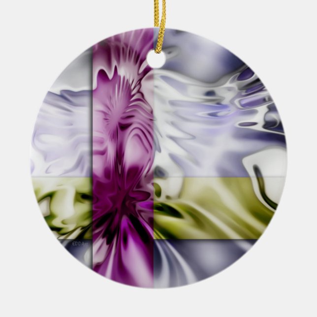 Splash On Stripes Ceramic Tree Decoration (Front)