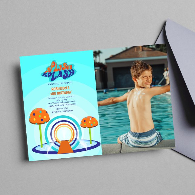 Splash Pad Birthday  Invitation (Photo Invitation)