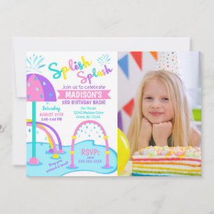 Splash Pad Birthday Photo Invitation / Water Park