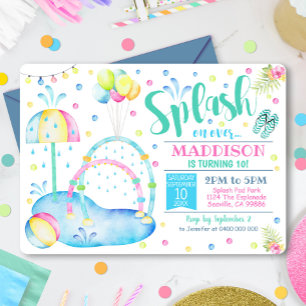 Splash Pad Party Invitation Water Park Birthday