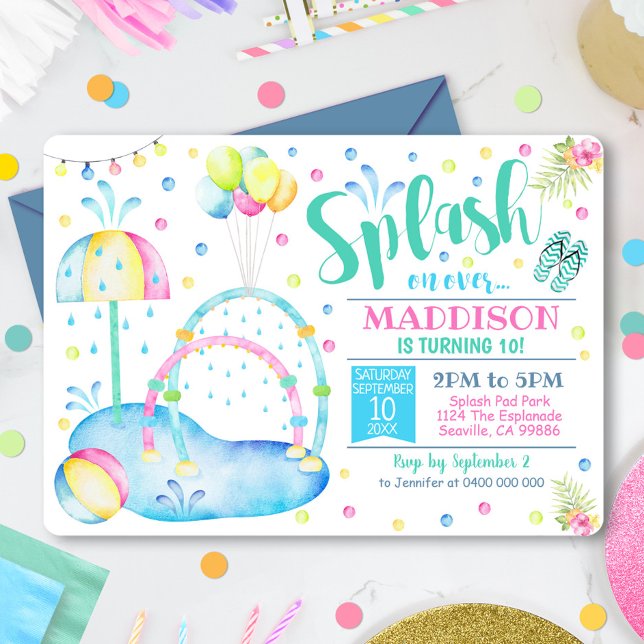 Splash Pad Party Invitation Water Park Birthday (Creator Uploaded)