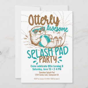 Splash Pad Party Otter Kids Summer Pool Backyard  Invitation