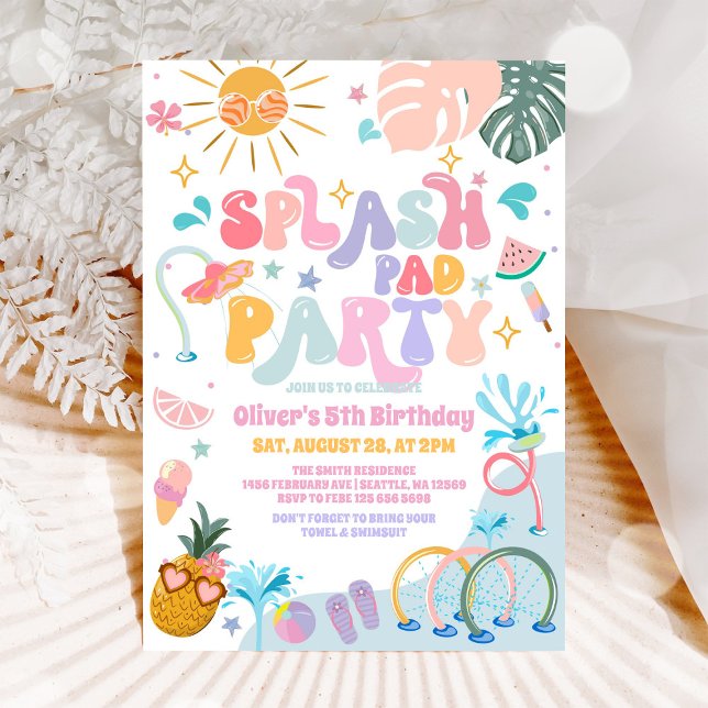 Splash Pad Party Pool Party Summer Birthday Invitation (Creator Uploaded)