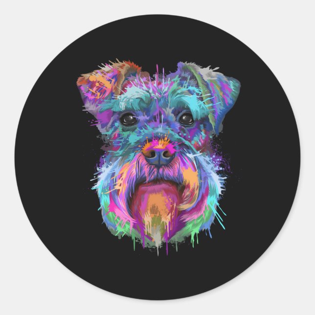 Splash Schnauzer Classic Round Sticker (Front)