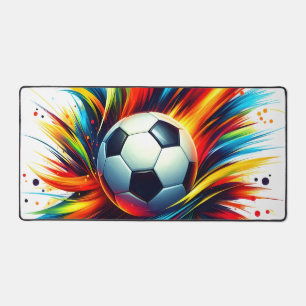 Splash Soccer Ball Futuristic Football Abstract Desk Mat