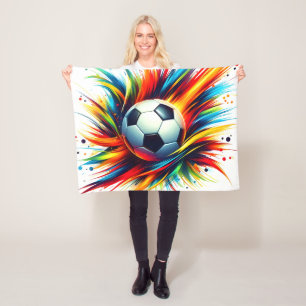 Splash Soccer Ball Futuristic Football Abstract Fleece Blanket