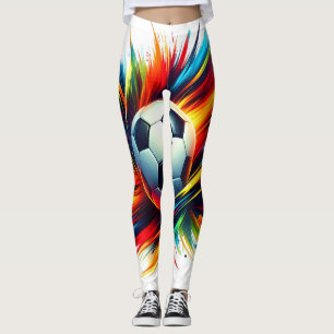 Splash Soccer Ball Futuristic Football Abstract Leggings