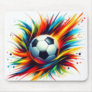 Splash Soccer Ball Futuristic Football Abstract Mouse Pad