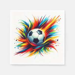 Splash Soccer Ball Futuristic Football Abstract Napkin