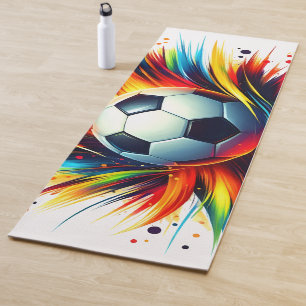 Splash Soccer Ball Futuristic Football Abstract Yoga Mat
