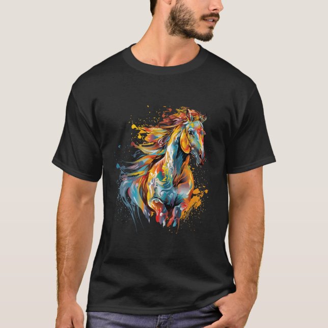 Splash Sulphur Horse Colourful T-Shirt (Front)