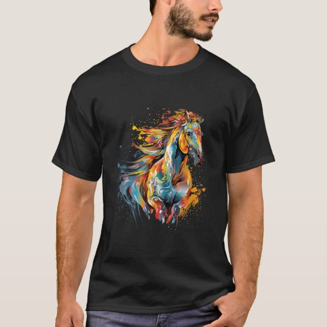 Splash Sulphur Horse Colourful T-Shirt (Front)