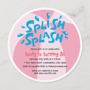 Splash Summer Pool Party Girls Birthday Invitation