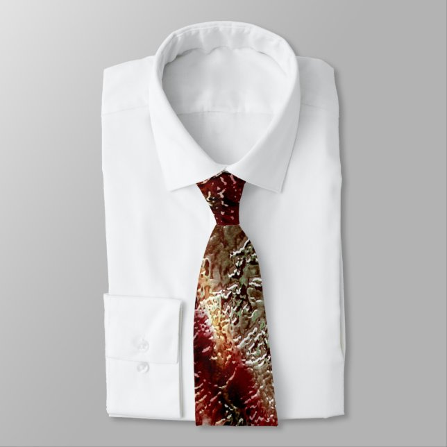 Splash texture in brown to moss green and white    tie (Tied)