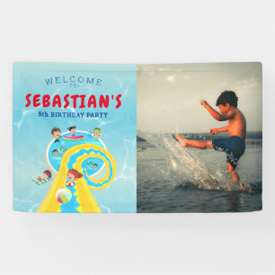 Splash Water Park Waterslide Birthday Welcome Sign