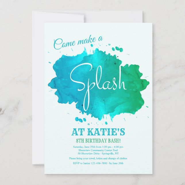 Splash Watercolor Invitation (Front)