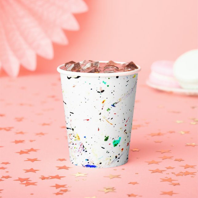 Splashes of Paint Abstract Art Paper Cups (Insitu)