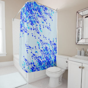 Splashes of Paint Blue Shower Curtain