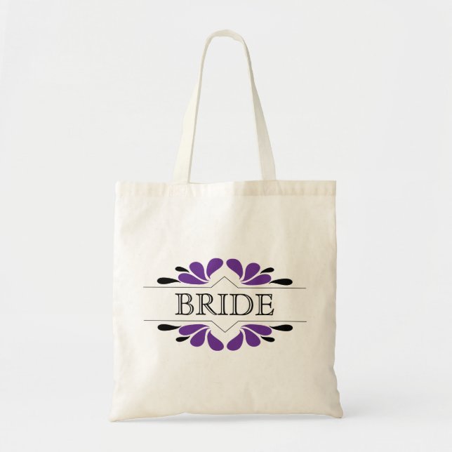 Splashes of Purple and black BRIDE Tote Bag (Front)