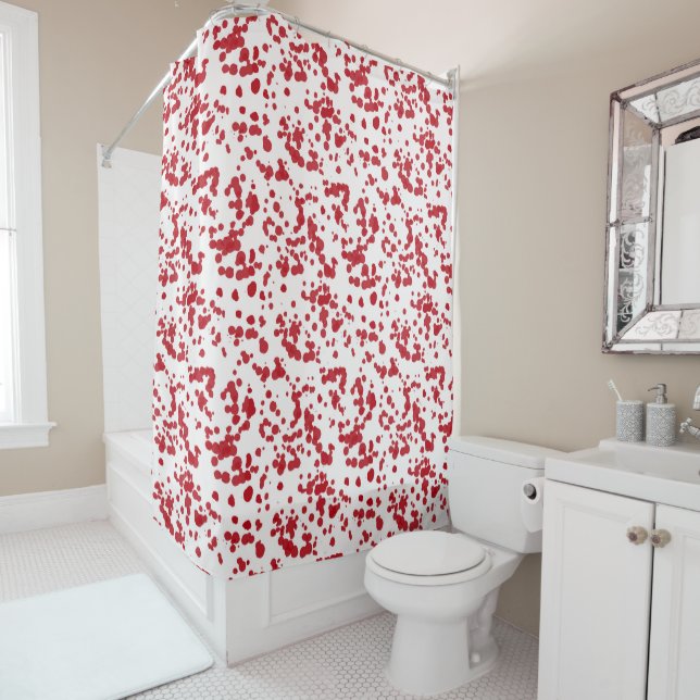Splashes of red paint. shower curtain (In Situ)