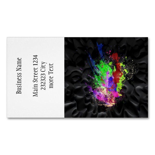 splashes on black magnetic business card (Front)