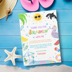 Splashin' into one first birthday pool party thank you card