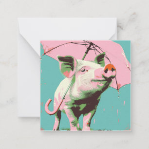 Splashing Adventures: Minimalist Pig Fun Card