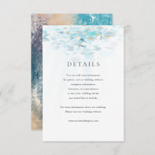 Splashing Blue Waves Coastal Wedding Details Card